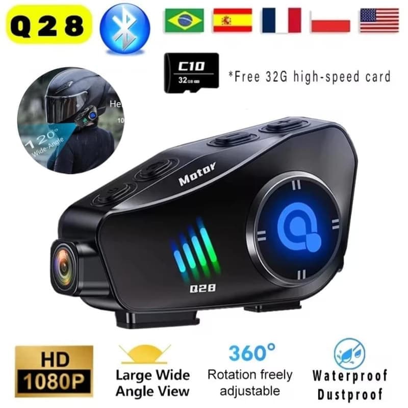 Q28 Мотоциклетна Bluetooth слушалка с 1080P HD безжична камера
