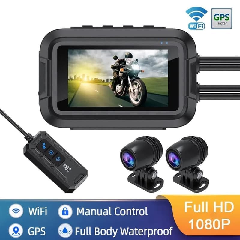 Водоустойчива мото камера DVR с двойни 1080P камери, WiFi и GPS