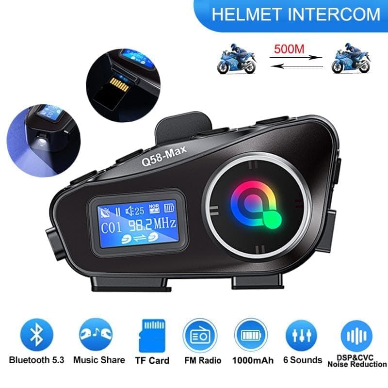 Мото Bluetooth интерком за каска с LCD дисплей и споделяне на музика