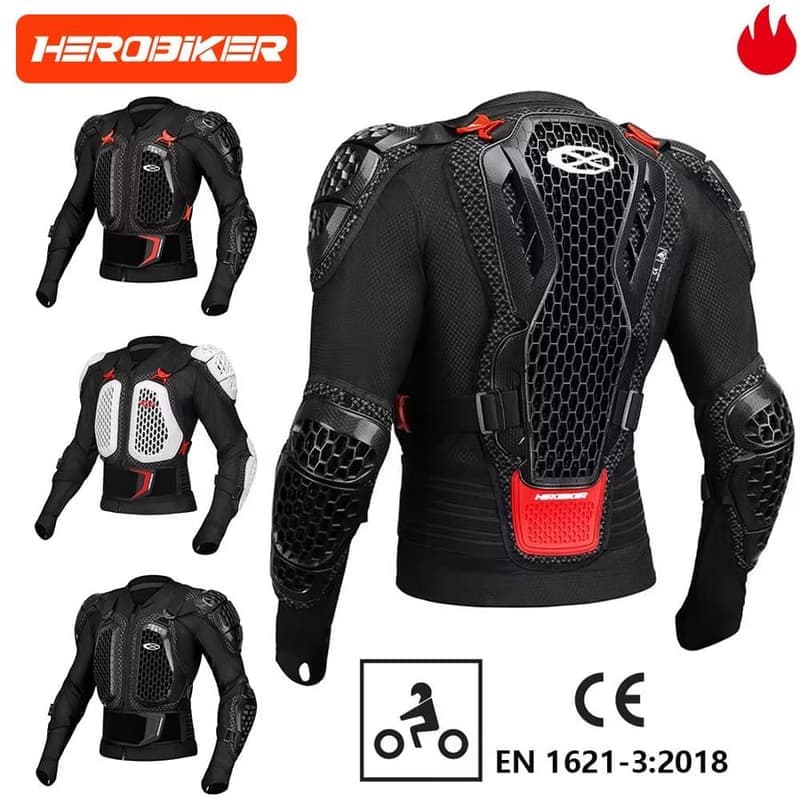 Яке с броня HEROBIKER за мотокрос с CE сертифицирана защита на гърди и гръб