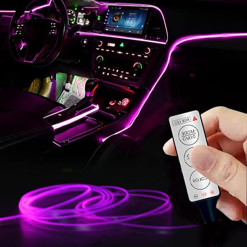 Гъвкава RGB неонова LED лента с USB дистанционно за автомобилен интериор