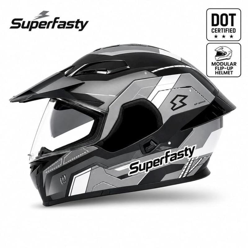Модулна каска Superfasty с пълно лице и повдигащ се визьор